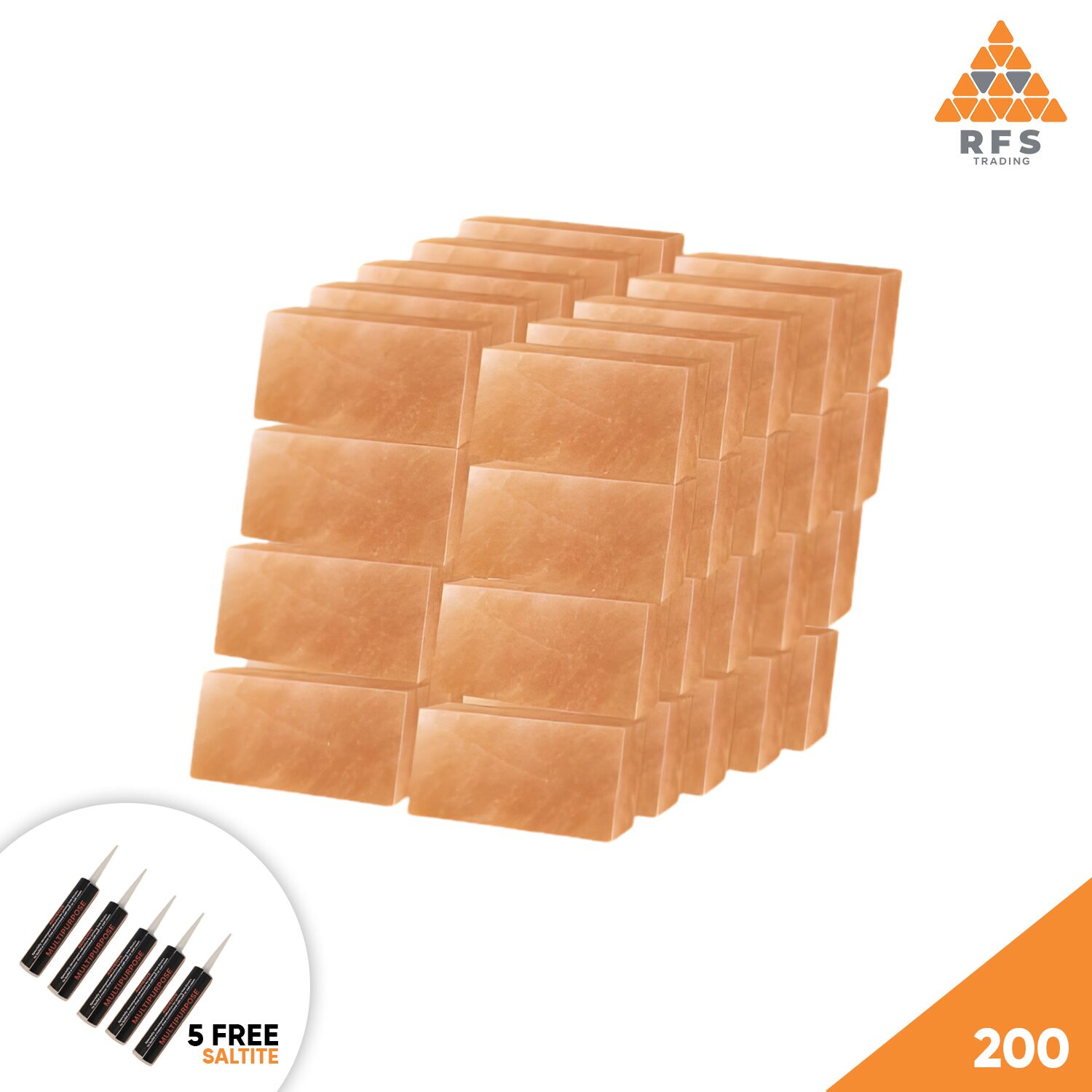 Himalayan pink salt bricks pack of 200 for spa walls, sauna, and interior wellness design