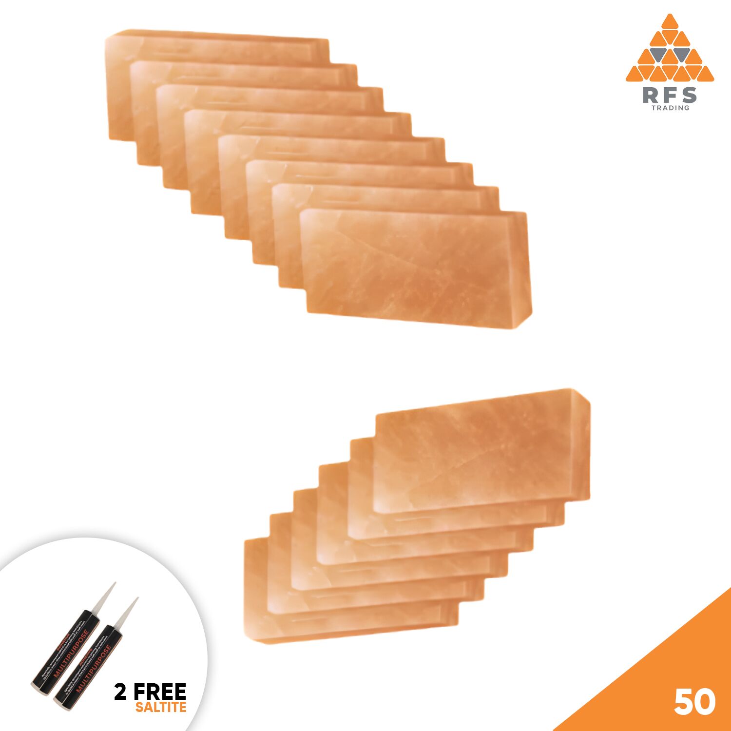 8″ x 4″ x 2″ – Pack 50 Bulk Himalayan pink salt bricks 8x4x2 pack of 50 for spa walls, sauna, and wellness interior design