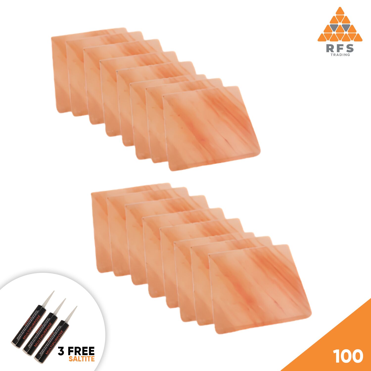 8″ x 8″ x 1″ – Pack 200 RFS Tradings pink salt blocks 8x8x1 pack of 200 for spa walls, sauna, and wellness interior design
