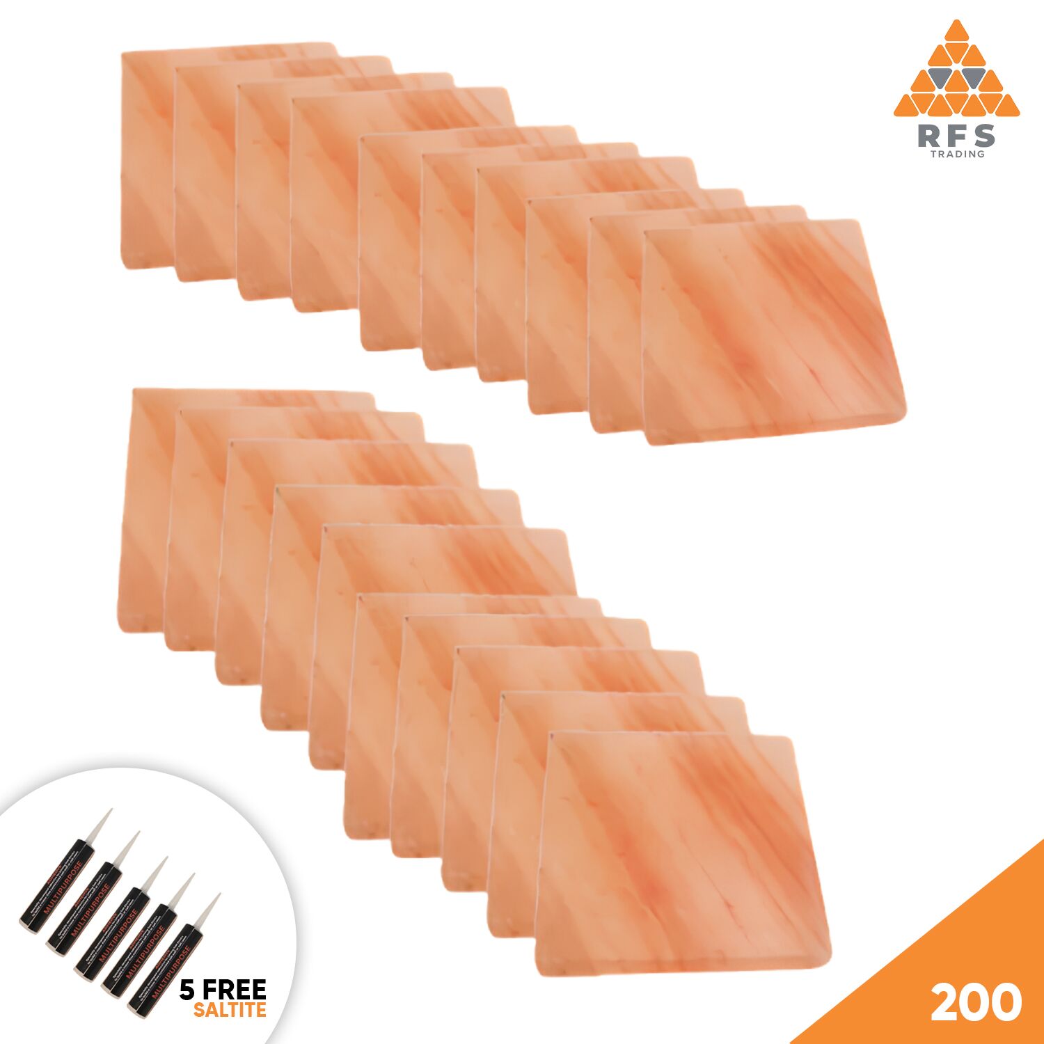 RFS Tradings pink salt blocks 8x8x1 pack of 200 for spa walls, sauna, and wellness interior design