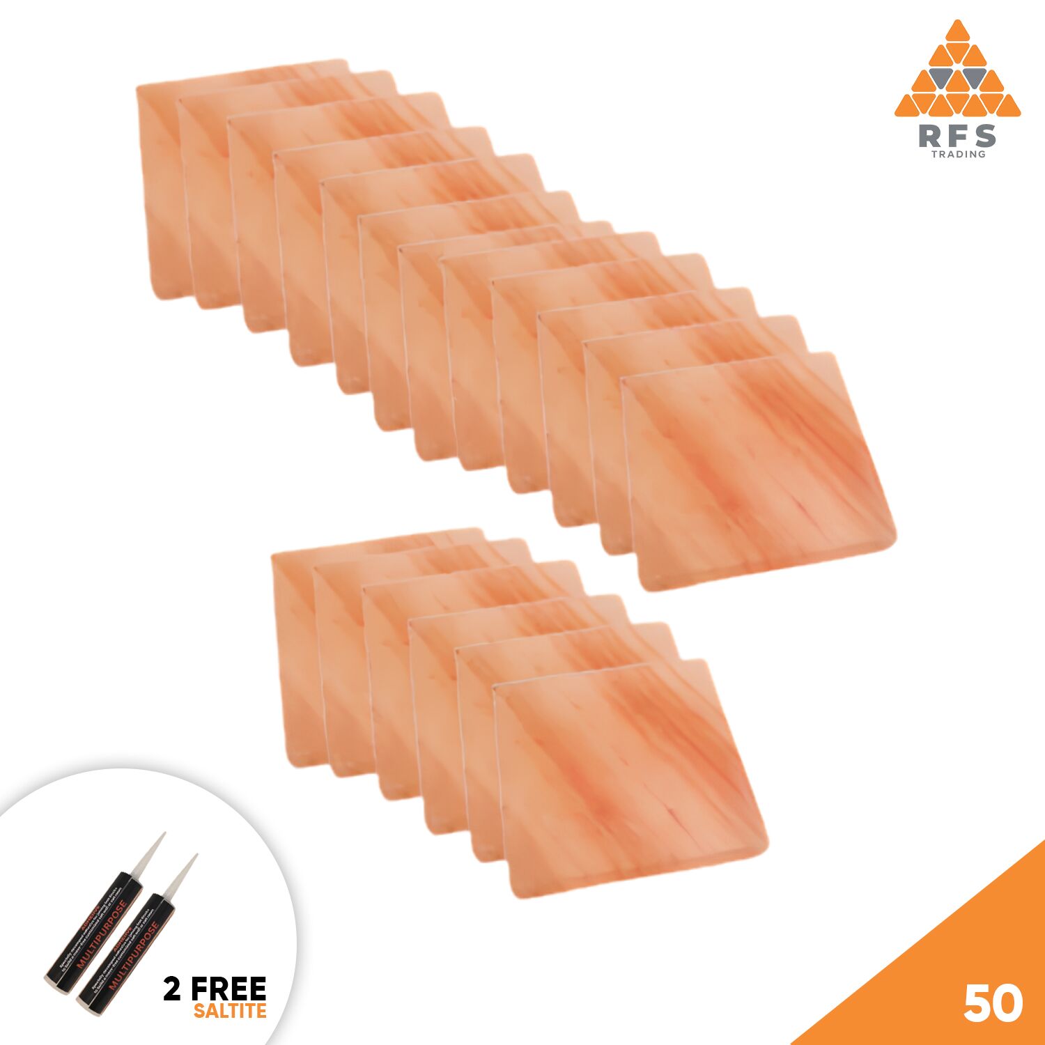 8″ x 8″ x 1″ – Pack 50 Pink salt blocks pack of 50 for spa walls, sauna, and wellness interior decor