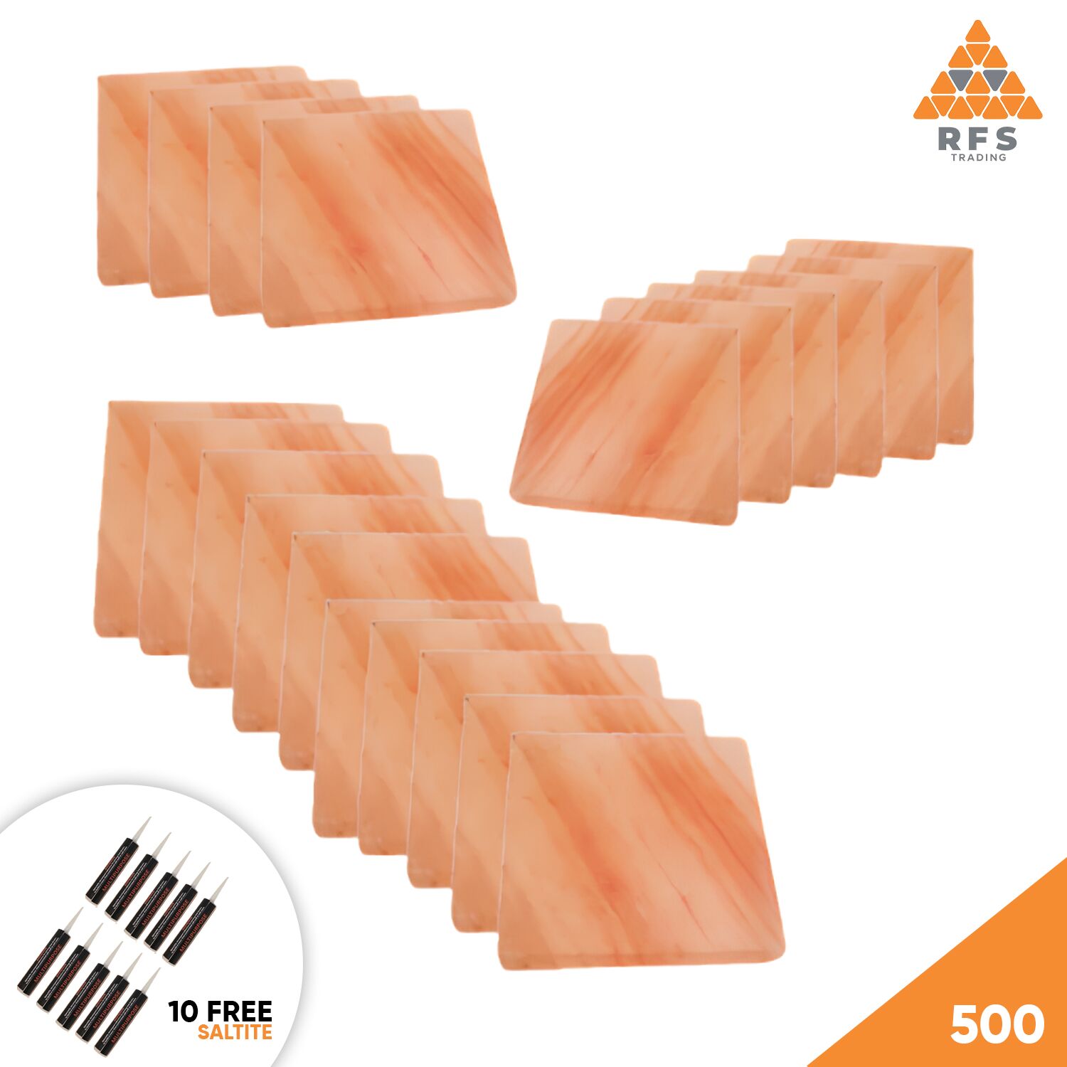 8″ x 8″ x 1″ – Pack 500 Himalayan pink salt blocks pack of 500 for spa, sauna, salt walls, and wellness interior construction