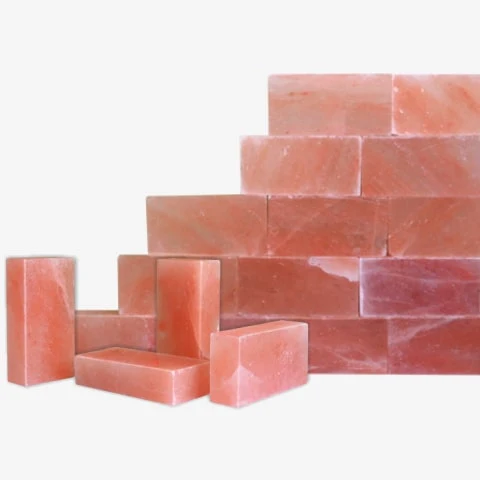 Pink Himalayan salt bricks 8x4x2 inches, natural salt blocks for walls and spa decor.