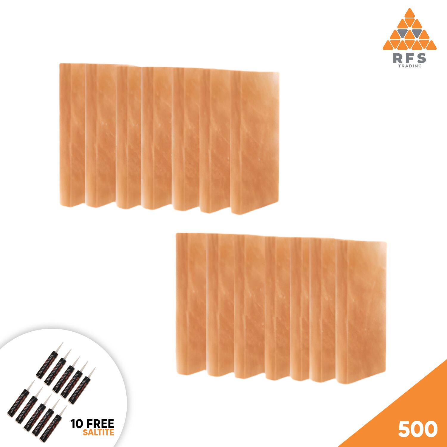 8″ x 4″ x 1″ Pack 500 Wholesale Himalayan salt tiles 8x4x1 pack of 500 for spa walls, sauna, and wellness interior design